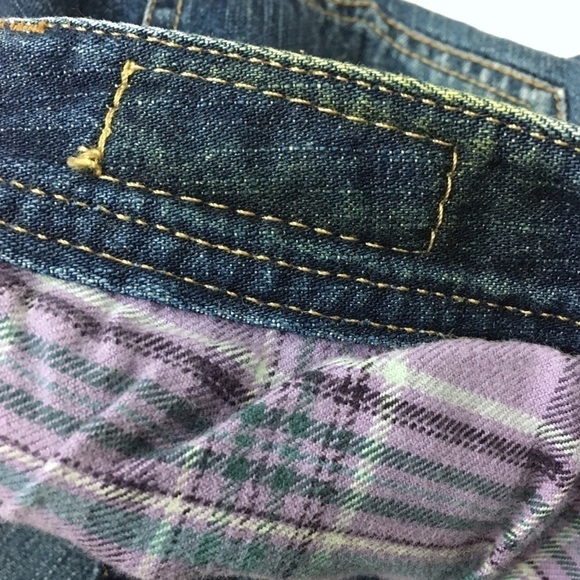 EDDIE BAUER Jeans Flannel Lined Natural Fit High Rise 100% Cotton Purple Plaid 8 - Picture 13 of 14